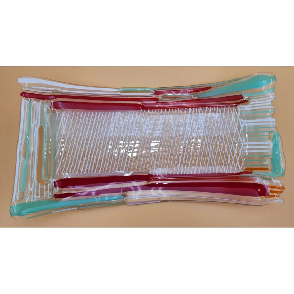 Beautiful David Jacobson Large 16” Fused Art Glass w/Reticello Center Platter